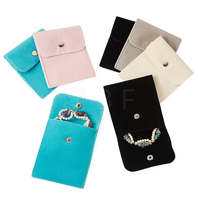 10Pcs 5 Colors Double-Sided Velvet Jewelry Rectangle Bags for Earrings Rings Bracelets Necklaces TP-TA0001-09-1