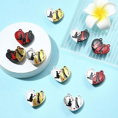 10 Bags Spray Painted Alloy Red and Black Enamel Split Pendants FIND-FS0004-21-1