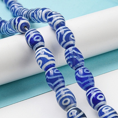 Blue Tibetan Style dZi Beads Strands TDZI-NH0001-C06-01-1