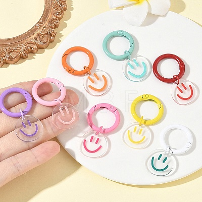 8Pcs 8 Styles Transparent Printed Acrylic Pendant Decorations HJEW-YW00555-1