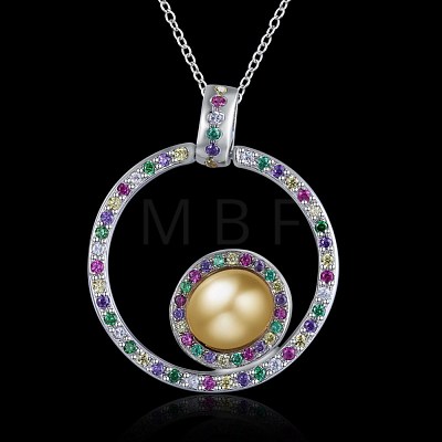 925 Sterling Silver Micro Pave Cubic Zirconia Pendant Necklaces BB34074-1