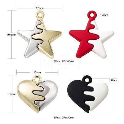 16Pcs 8 Style Spray Painted Alloy Pendants FIND-LS0001-63-1