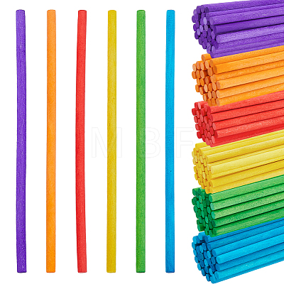 180Pcs 6 Colors Wood Craft Sticks WOOD-FH0002-51-1