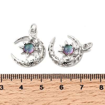 Brass Micro Pave Clear Cubic Zirconia Glass Pendants ZIRC-C024-06P-01-1