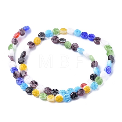Flat Round Handmade Millefiori Glass Beads LK-R004-51-1