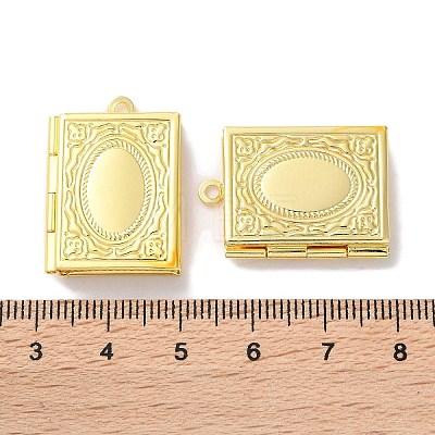 Rack Plating Brass Locket Pendants KK-F090-04G-1