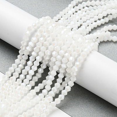 Opaque Solid Color Electroplate Glass Beads Strands EGLA-A039-P4mm-A15-1