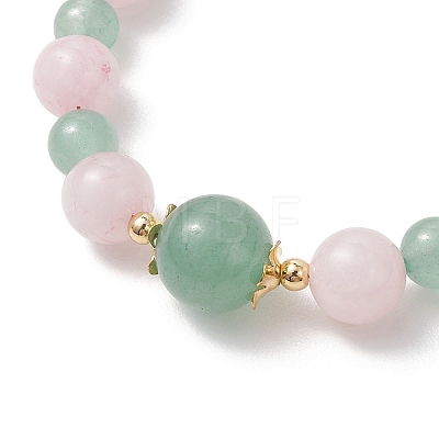 Adjustable Natural Rose Quartz and Green Aventurine Beaded Bracelets BJEW-JB13032-1