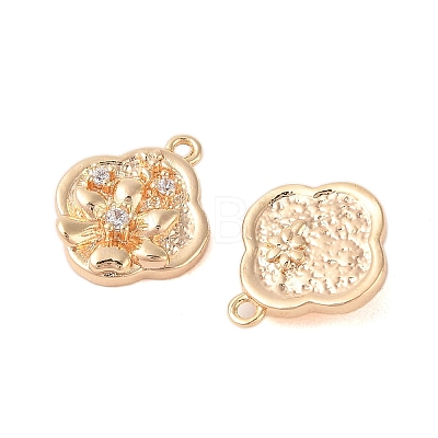 Brass Charms with Clear Glass KK-N254-57G-1