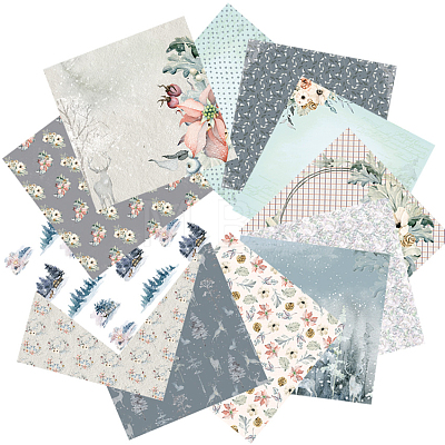 24Pcs 12 Styles Winter Forest Themed Scrapbooking Paper Pads WINT-PW0001-061-1