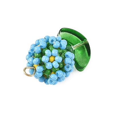 Glass Seed Beaded Pendants PALLOY-MZ01395-04-1