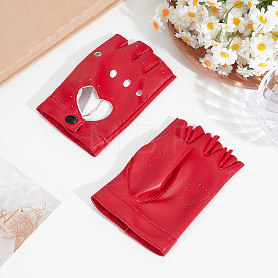 PU Leather Fingerless Gloves AJEW-CL0003-67A-1