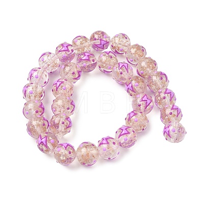 Luminous Handmade Enamel Gold Sand Glass Beads Strands LAMP-U004-08F-1