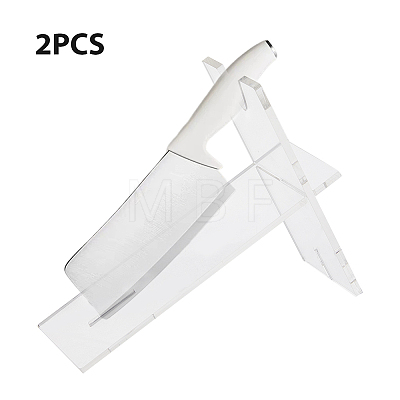 2 Sets Transparent Acrylic Knife Display Stand AJEW-FH0003-64-1