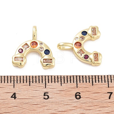 Rainbow Rack Plating Brass Micro Pave Cubic Zirconia Charms KK-G512-25G-02-1