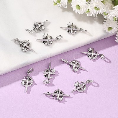 SHEGRACE Brass Clear Cubic Zirconia Charms XGRQ3P577-575P-1