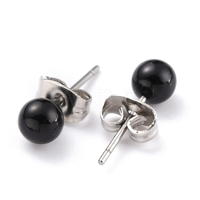 Acrylic Imitation Pearl Ball Stud Earrings STAS-Z035-05C-02-1