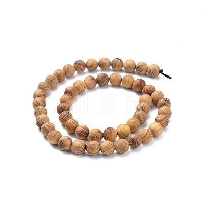 Natural Wood Beads Strands WOOD-F008-05-A-1