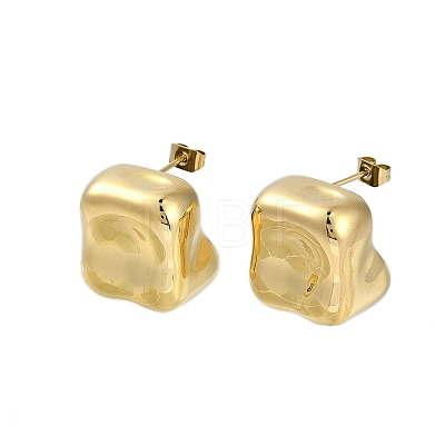 Ion Plating(IP) 304 Stainless Steel Square Stud Earrings for Women EJEW-K281-25G-1