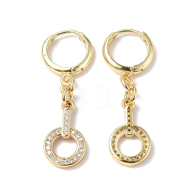 Clear Cubic Zirconia Circle Ring Dangle Hoop Earrings EJEW-B017-02G-1