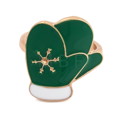 Christmas Theme Alloy Enamel Open Cuff Ring RJEW-C106-02E-KCG-1