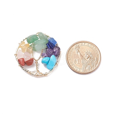 Alloy Gemstone Chip Pendants PALLOY-JF01448-01-1