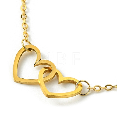 Alloy Interflocking Heart Link Bracelet with Brass Cable Chains BJEW-JB09797-1