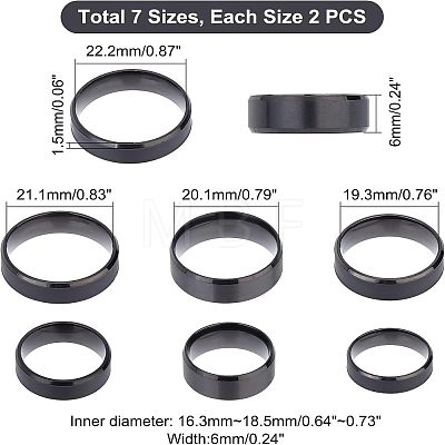 DICOSMETIC 14Pcs 7 Size 201 Stainless Steel Plain Band Ring for Men Women RJEW-DC0001-06A-1