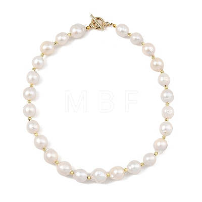 Natural Baroque Pearl Keshi Pearl Potato Beaded Necklaces NJEW-JN06485-1
