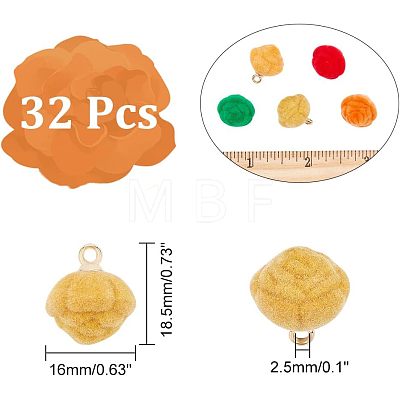 32Pcs Flocky Resin Pendants RESI-CA0001-50-1