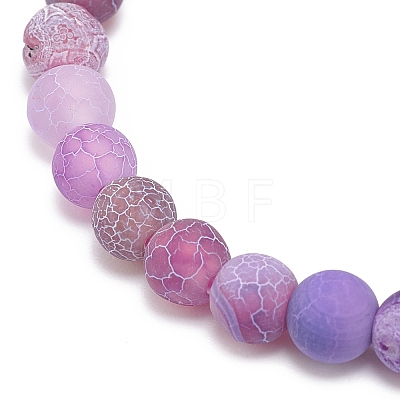 6Pcs 6 Color Natural Weathered Agate(Dyed) Round & Alloy Buddha Head Beaded Stretch Bracelets Set BJEW-JB08986-1
