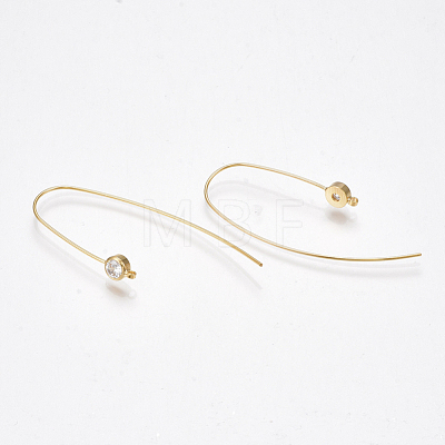 Brass Cubic Zirconia Earring Hooks X-KK-S350-066G-1