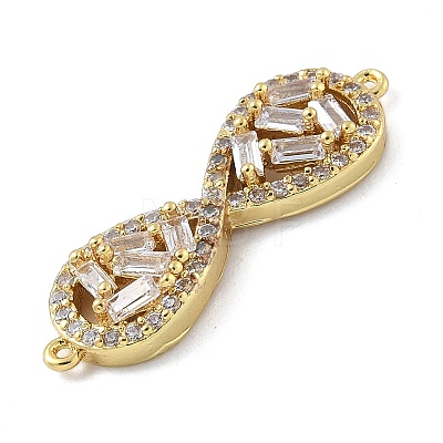 Rack Plating Brass Clear Cubic Zirconia Infinity Connector Charms KK-A234-036G-01-1