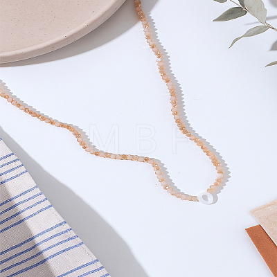 1Pc Glass Rondelle Beaded Necklaces NJEW-LP0007-23O-1