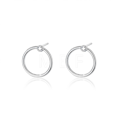 S925 Silver Circle Stud Earrings Geometric Fashion Minimalist Design WI5531-1