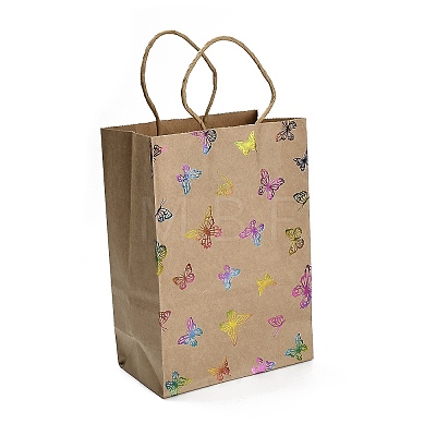Rainbow Color Stamping Kraft Paper Gift Tote Bags ABAG-K005-01B-1