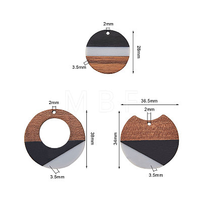 Tri-color Resin & Wood Pendants RESI-CJ0001-15-1