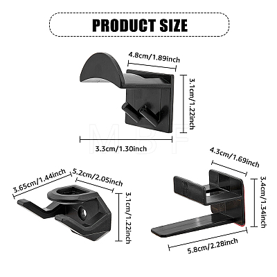 BENECREAT 3 Style ABS Plastic Hat Hooks for Wall KY-BC0001-36-1