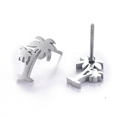 Unisex 304 Stainless Steel Stud Earrings EJEW-E254-02P-1