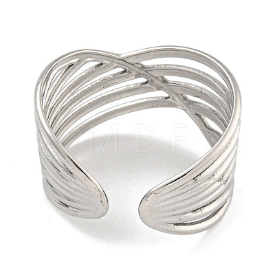 304 Stainless Steel Open Cuff Ring for Women RJEW-U014-11P-1