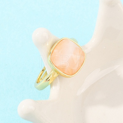 Natural Rose Quartz Finger Rings with Brass Findings G-H353-04G-06-1