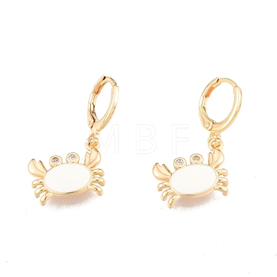 Clear Cubic Zirconia Crab Dangle Leverback Earrings with Enamel EJEW-N012-96-1