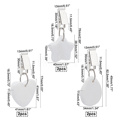 Star & Oval & Heart Shape Marble Tablecloth Weights with Stainless Steel Tablecloth Clips HJEW-PH0001-25-1