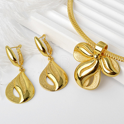 Brass Pendant Necklaces & Hoop Earrings Sets FS-WG87DC9-01-1