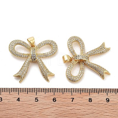 Rack Plating Brass Micro Pave Clear Cubic Zirconia Pendants KK-Z064-09G-1