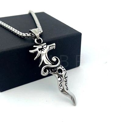Fashion 304 Stainless Steel Dragon Head Punk Pendant Necklaces for Men TJ5102-1
