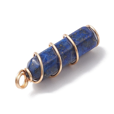 Natural Lapis Lazuli Double Terminal Pointed Pendants PALLOY-JF02672-04-1