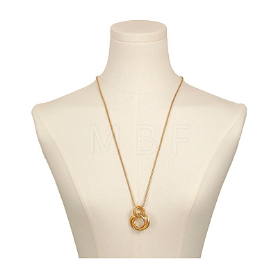 Iron Multiple Ring Pendant Necklaces for Women Men WG9332D-01-1