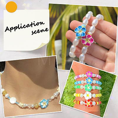 100Pcs Handmade Polymer Clay 3D Flower Plumeria Beads CLAY-SC0002-48A-1
