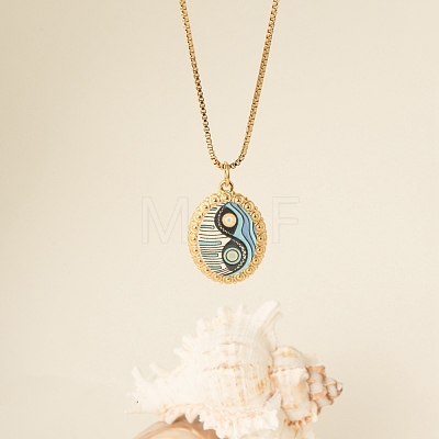 304 Stainless Steel Enamel Evil Eye Pendant Necklaces for Women WGBA65F-05-1
